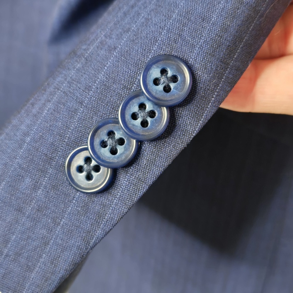 Paul Fredrick Super 100s Wool Blazer 42R Indigo Blue Pinstripe Sport Coat - Picture 5 of 10